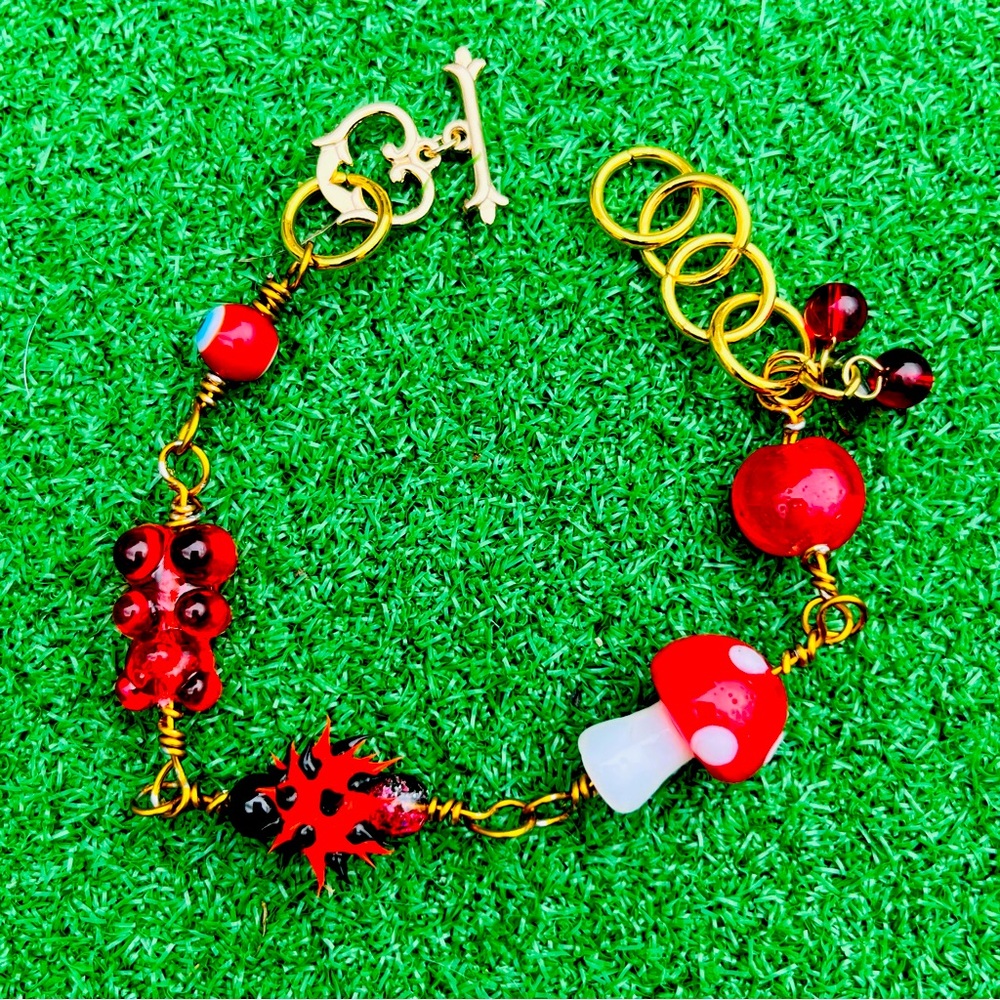 (Daffodil Days) Custom Bracelet 8.00 Hoop & Heart Toggle - Kandi Bling Charm